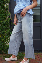 High Rise Wide Leg Crop Jeans - Medium Wash - Anderson Ave boutique