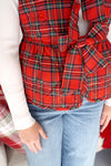 Holly Red Tartan Bow Front Vest – Plaid Holiday Layering Vest - Anderson Ave boutique