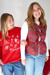 Holly Red Tartan Bow Front Vest – Plaid Holiday Layering Vest - Anderson Ave boutique
