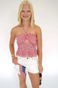 Honeysuckle Halter Top - Red - Anderson Ave boutique