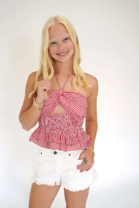 Honeysuckle Halter Top - Red - Anderson Ave boutique