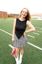 Houndstooth Print Bubble Hem Mini Skirt - Anderson Ave boutique