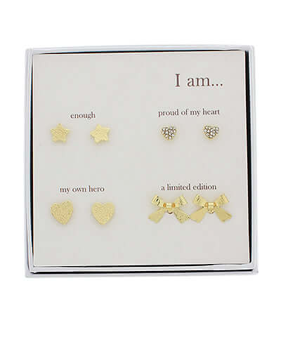 "I Am Empowered" 4 - Pair Gold Statement Earring Gift Set - Anderson Ave boutique
