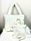 Iridescent Puffer Tote Bag – Quilted Shiny Shoulder Bag for - White - Anderson Ave boutique