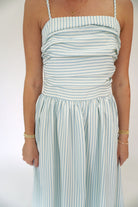 Isla Striped Smocked Bodice Midi Dress - Sky Blue - Anderson Ave boutique
