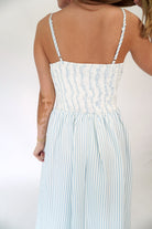 Isla Striped Smocked Bodice Midi Dress - Sky Blue - Anderson Ave boutique
