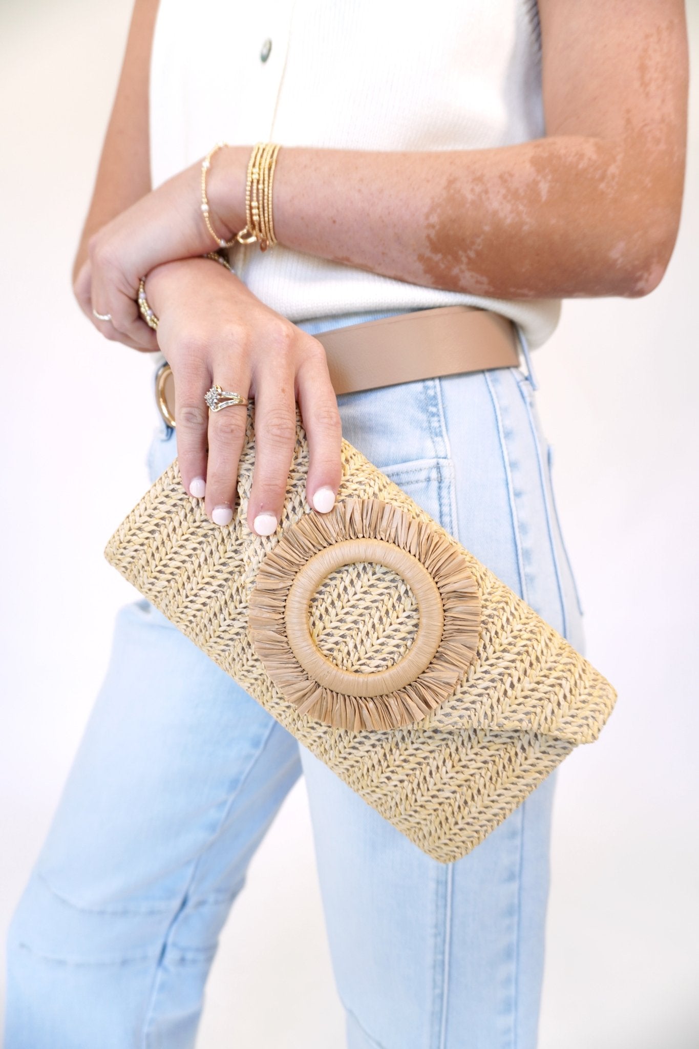 Isla Woven Straw Clutch & Detachable Crossbody – Chic Boho Summer Purse - Anderson Ave boutique