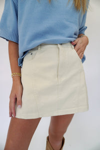 Ivory Denim Skort - Anderson Ave boutique