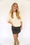 Ivory Short Sleeve Sweater Top - Anderson Ave boutique