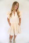 Ivory Smocked Ruffle Sleeve Mini Dress - Anderson Ave boutique