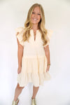 Ivory Smocked Ruffle Sleeve Mini Dress - Anderson Ave boutique