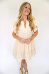 Ivory Smocked Ruffle Sleeve Mini Dress - Anderson Ave boutique
