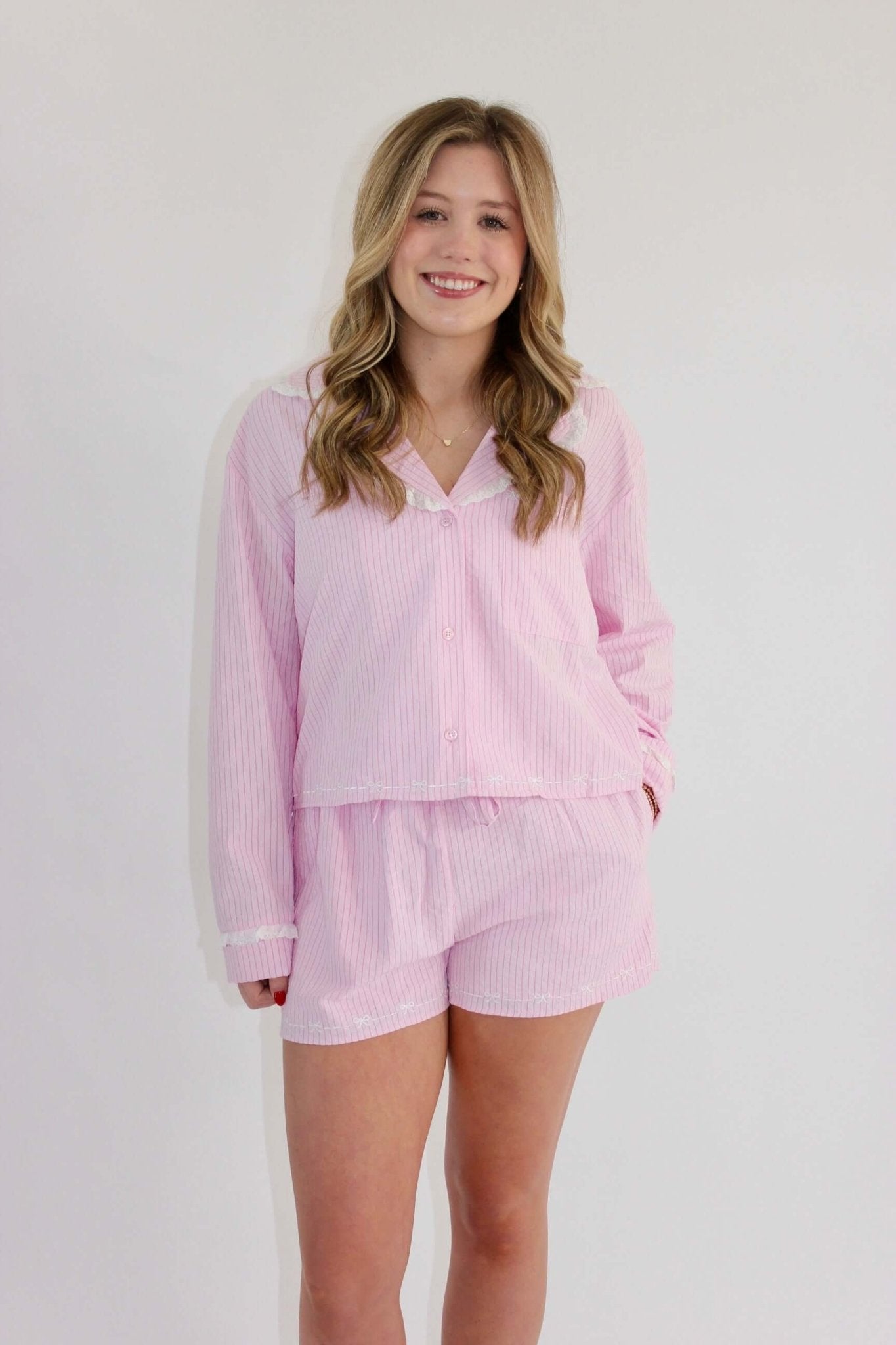 Kamdyn Pajama Set - Lt Pink - Anderson Ave boutique