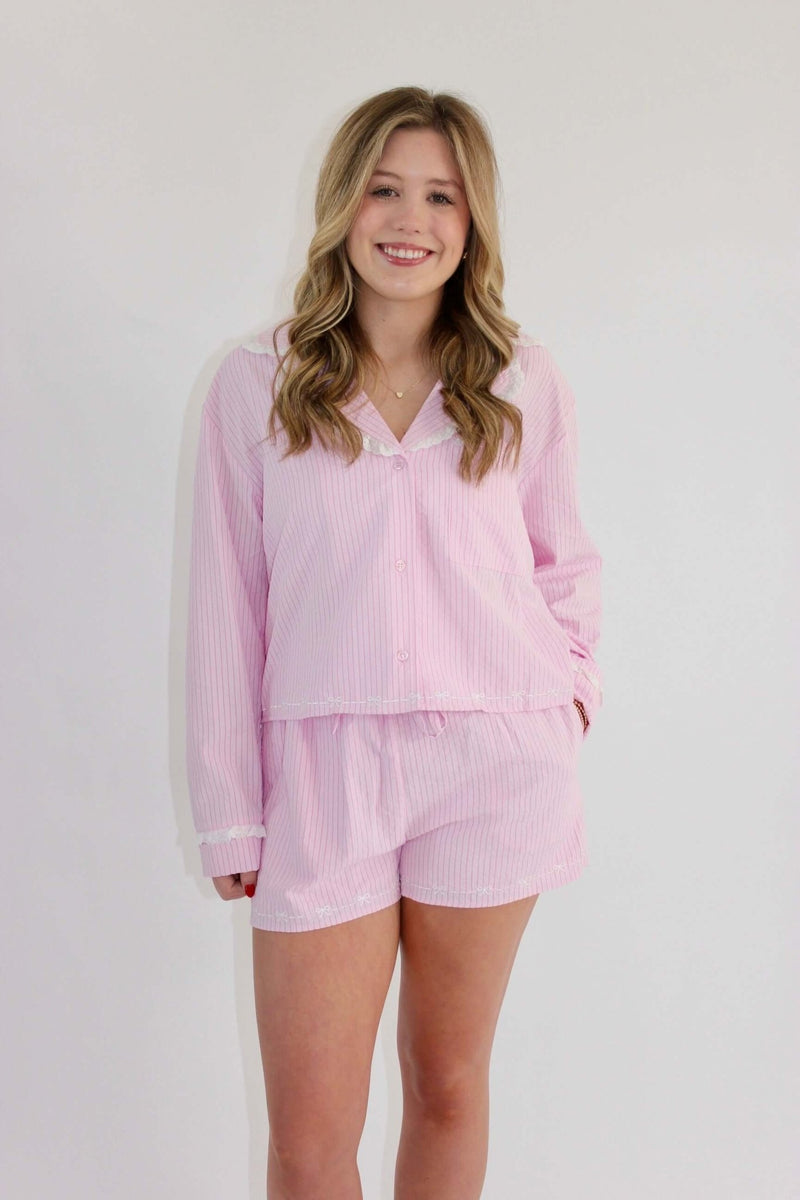 Kamdyn Pajama Set - Lt Pink - Anderson Ave boutique