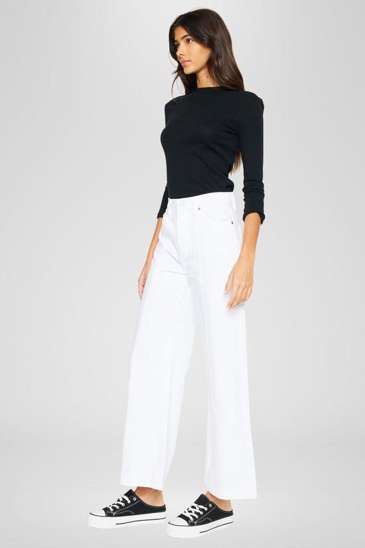 KanCan White High Rise wide leg Jeans - Anderson Ave boutique