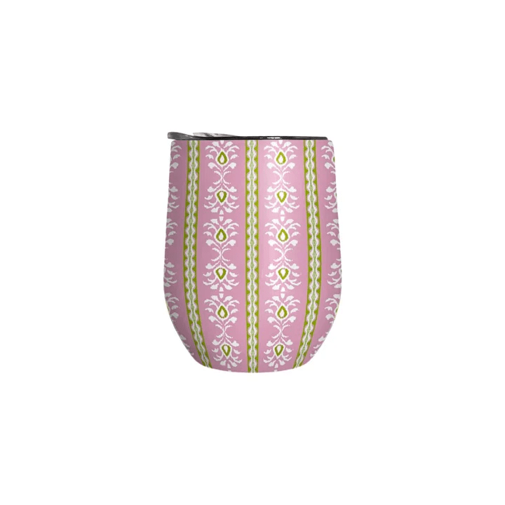 Laura Park Rosemary Stripe Pink 12oz Insulated Wine Tumbler - Anderson Ave boutique