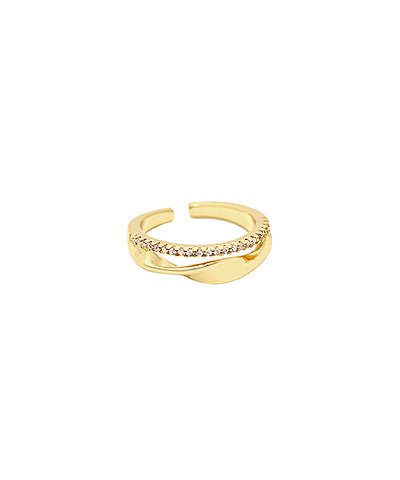 Layered Crystal Open Gold Ring - Anderson Ave boutique