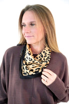 Leopard Print Satin Square Scarf with Black Border - Anderson Ave boutique