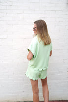 Light Green Half Zip Scallop Set - Anderson Ave boutique