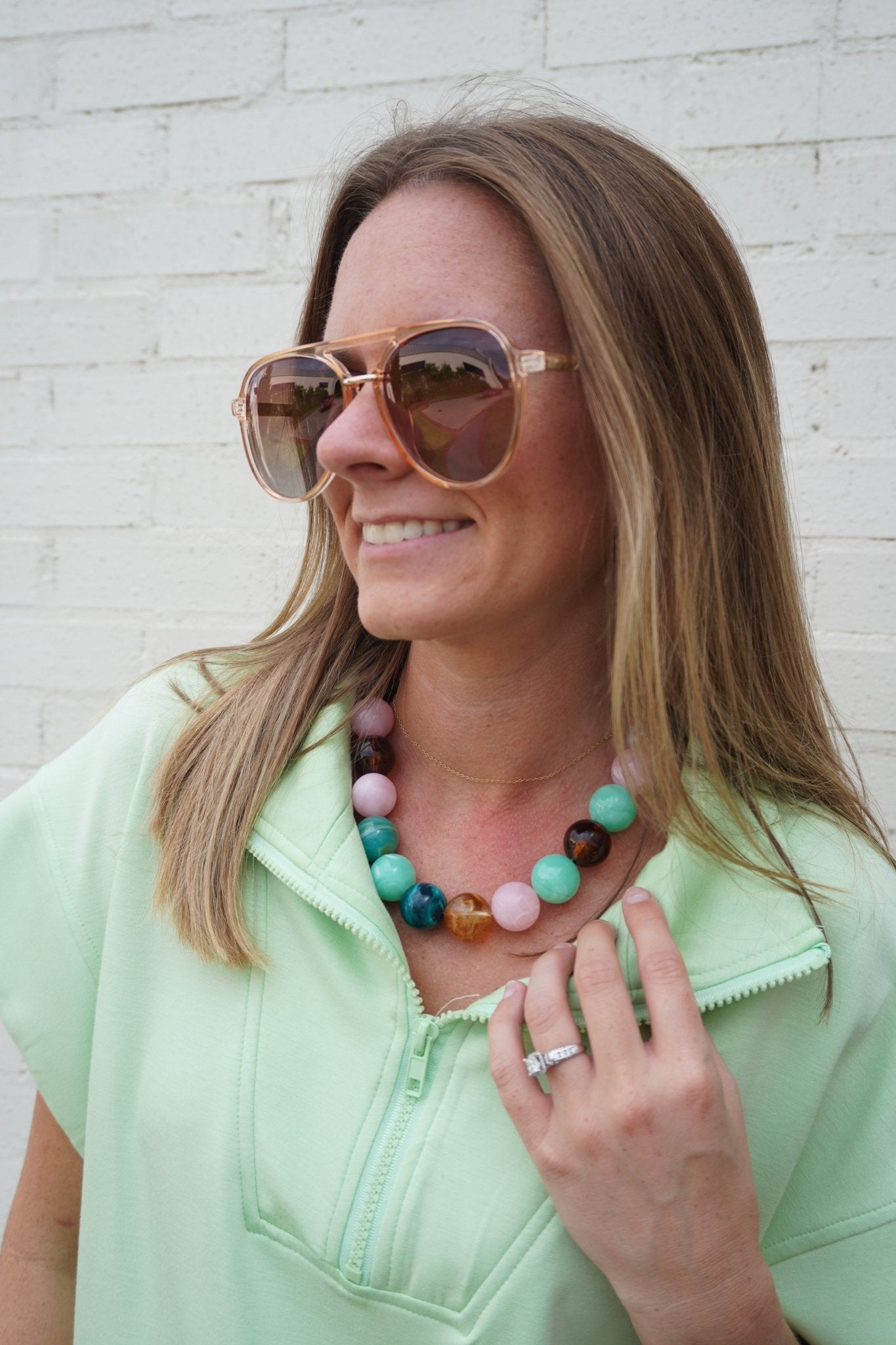 Light Green Half Zip Scallop Set - Anderson Ave boutique