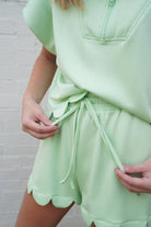 Light Green Half Zip Scallop Set - Anderson Ave boutique