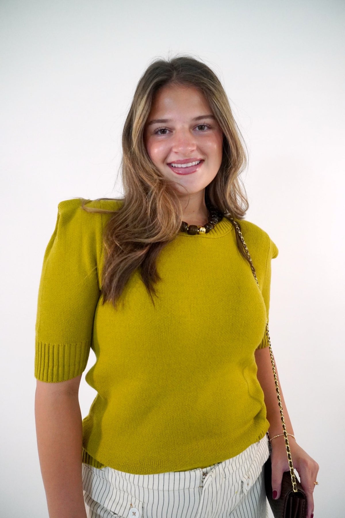 Light Olive Puff Sleeve Sweater Top - Anderson Ave boutique