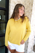 Lightweight Knit Sweater -Yellow - Anderson Ave boutique