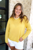 Lightweight Knit Sweater -Yellow - Anderson Ave boutique