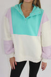 Lilac Sea - foam Color - block Pullover - Anderson Ave boutique