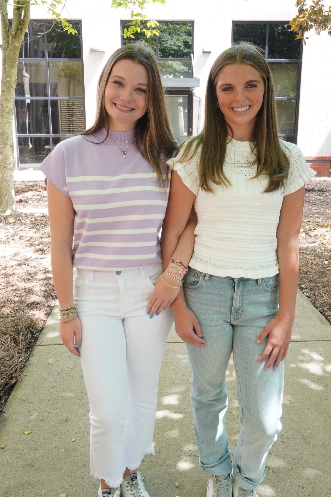 Lilac Striped Mock Neck Knit Top - Anderson Ave boutique
