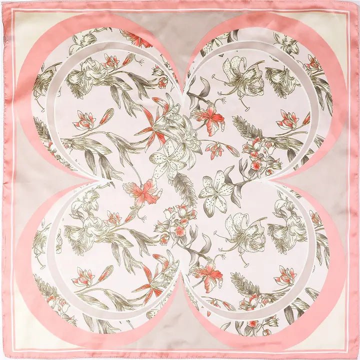 Lilies & Wildflowers Silk - Feel Scarf - Pink - Anderson Ave boutique