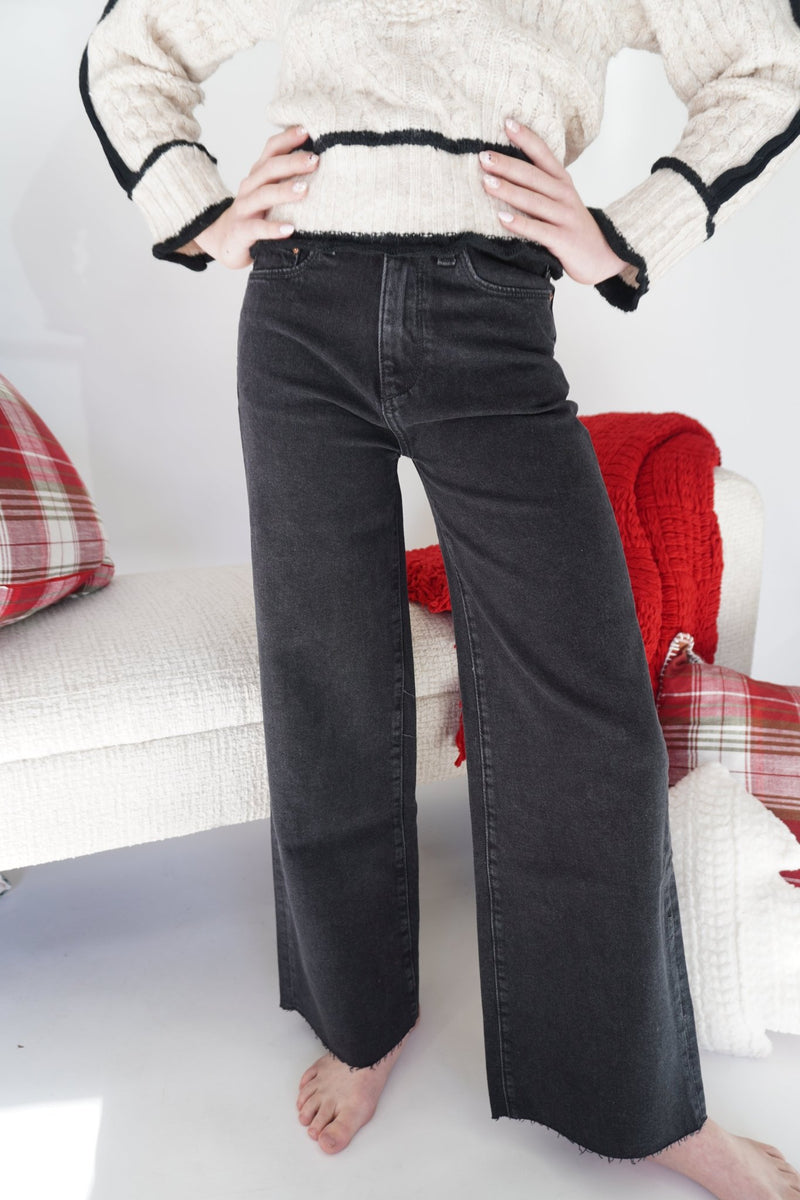 Lilly Wide Leg Jeans Black - Anderson Ave boutique