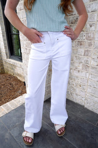 Lilly Wide Leg Jeans - White - Anderson Ave boutique