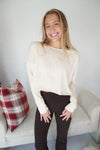 Lucy Open - Back Crossed Long Sleeve Top - Cream - Anderson Ave boutique