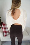 Lucy Open - Back Crossed Long Sleeve Top - Cream - Anderson Ave boutique
