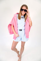 Lulu Mac Striped Baby Doll Tee – Ultra - Soft Cotton Knit – Light Blue / White - Anderson Ave boutique