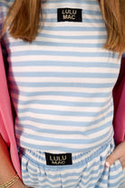 Lulu Mac Striped Baby Doll Tee – Ultra - Soft Cotton Knit – Light Blue / White - Anderson Ave boutique
