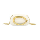 Luna Sculptural Evening Clutch – Minimalist White & Gold Crossbody - Anderson Ave boutique