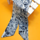 Lux Silky Skinny Twilly Scarf - Navy / White - Anderson Ave boutique