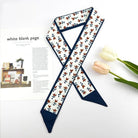 Lux Silky Skinny Twilly Scarf - Navy / White/ Red - Anderson Ave boutique