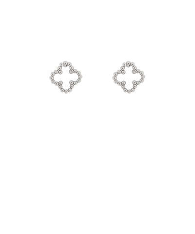 Luxe Beaded Clover Stud Earrings – Sliver - Anderson Ave boutique