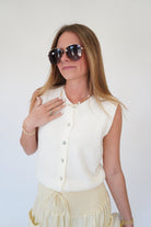 Luxe Ribbed Cropped Knit Vest – Chic Button - Up Sleeveless Cardigan - Anderson Ave boutique