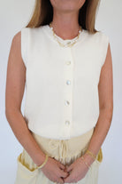 Luxe Ribbed Cropped Knit Vest – Chic Button - Up Sleeveless Cardigan - Anderson Ave boutique