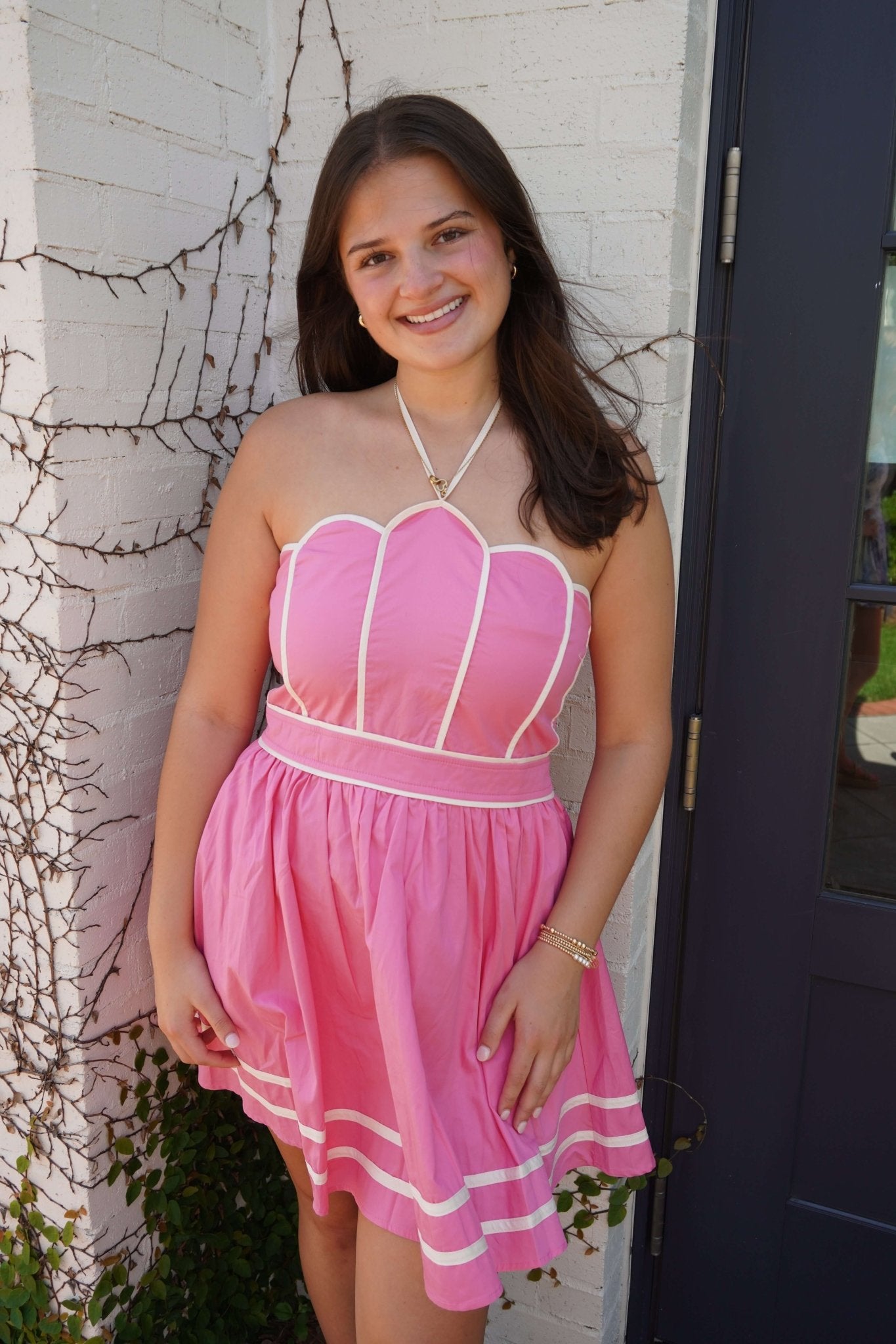 Magnolia Bloom Halter Mini Dress – Pink - Anderson Ave boutique