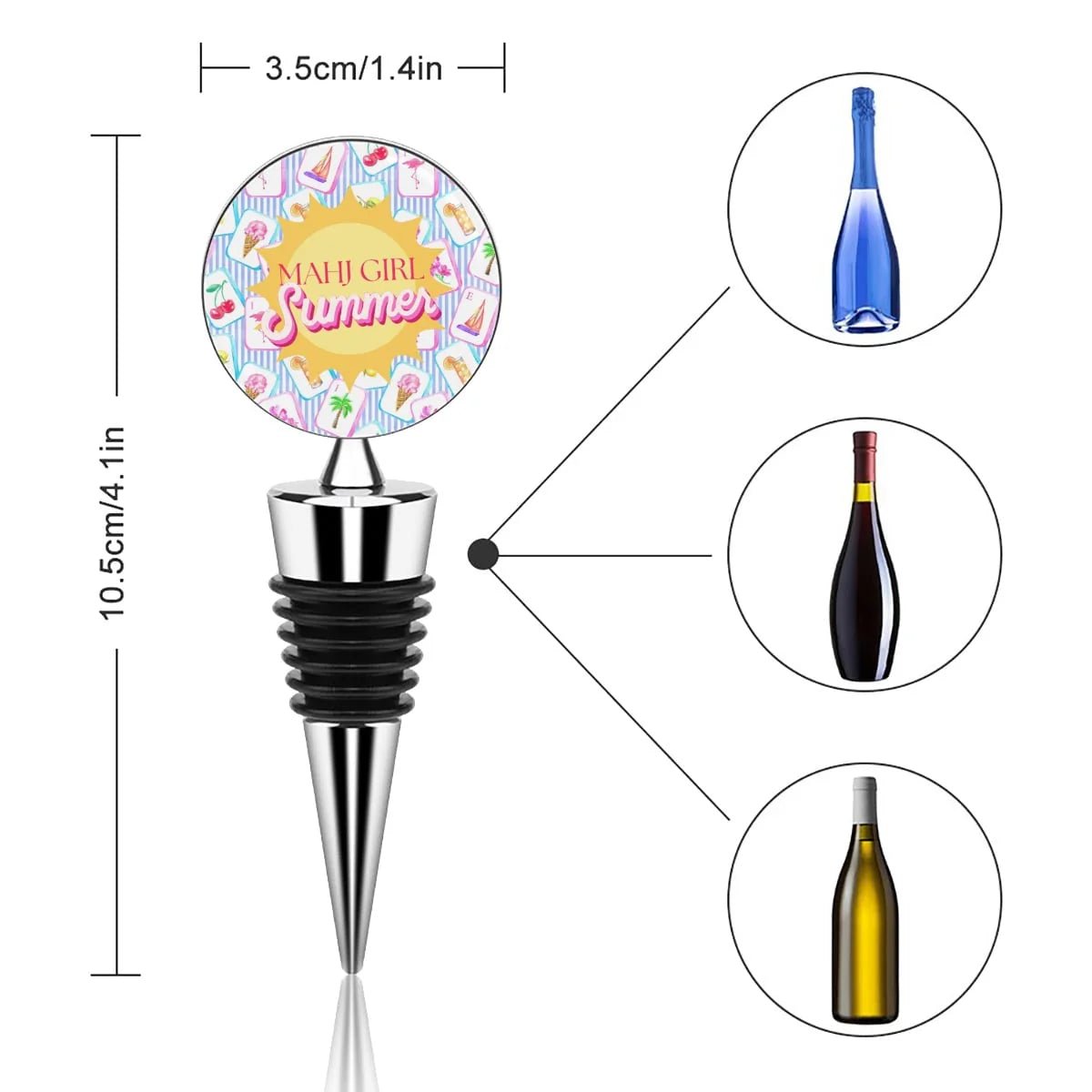 Mahj Girl Summer Wine Bottle Stopper - Anderson Ave boutique