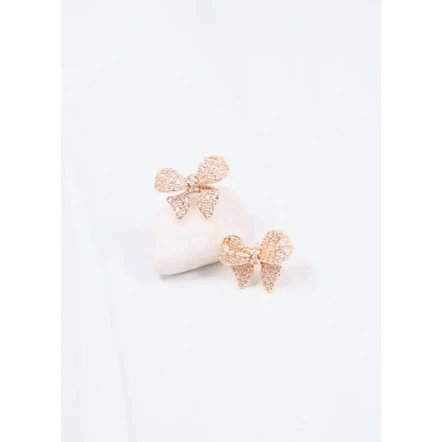 Meadows CZ Bow Earring - Gold - Anderson Ave boutique