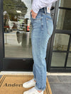 Medium Wash Denim Clean Stretch Straight Just Black Denim Jeans - Anderson Ave boutique