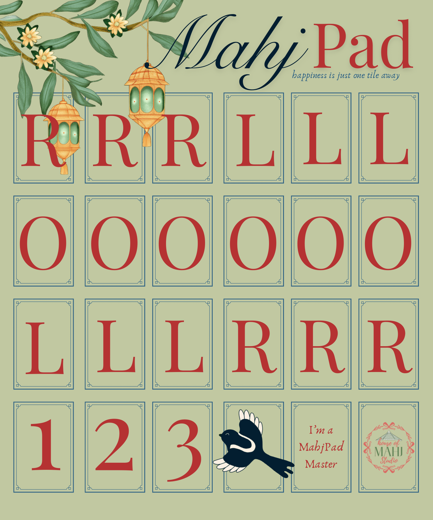 Merry Magpie MahjPad Single Player Practice Mahjong Mat - Anderson Ave boutique