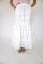 Mid Rise Poplin Maxi Skirt - White - Anderson Ave boutique