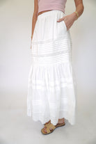 Mid Rise Poplin Maxi Skirt - White - Anderson Ave boutique